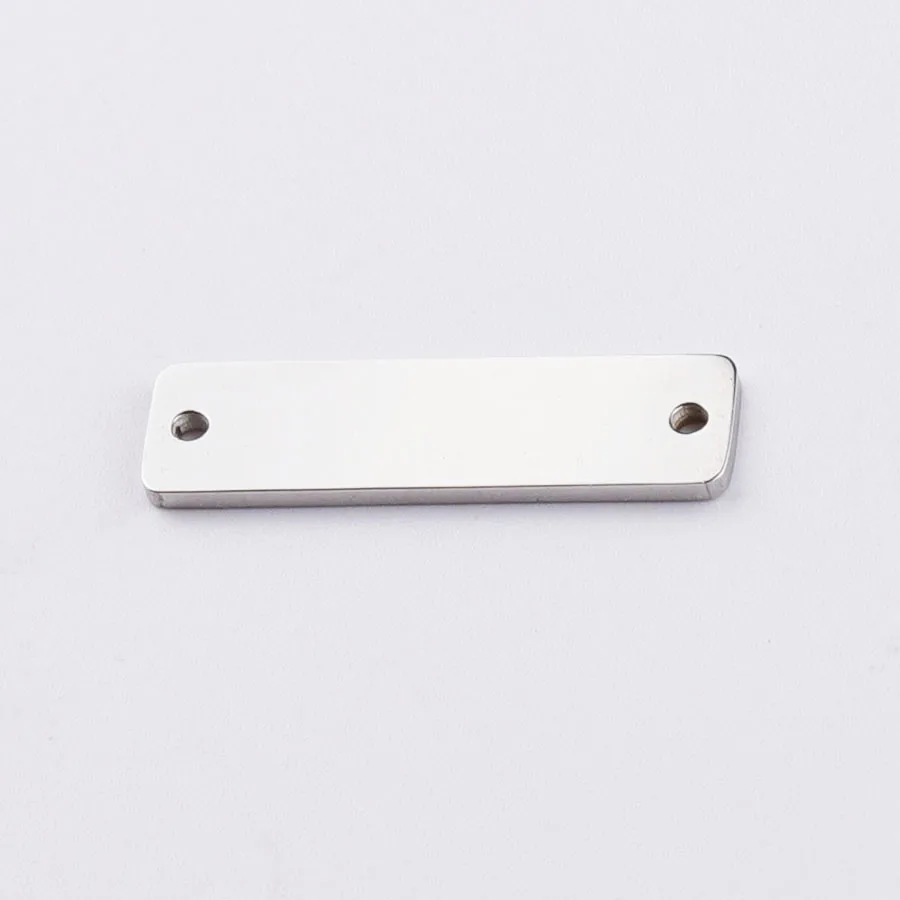 6x22 steel two hole Fnixtar пустые прямоугольные метки разъем зеркальная полированная очаровательыне нержавеющие DIY гравировка логотипа на заказ 6x22 мм 20 шт./лот - Окраска металла: 6x22 steel two hole