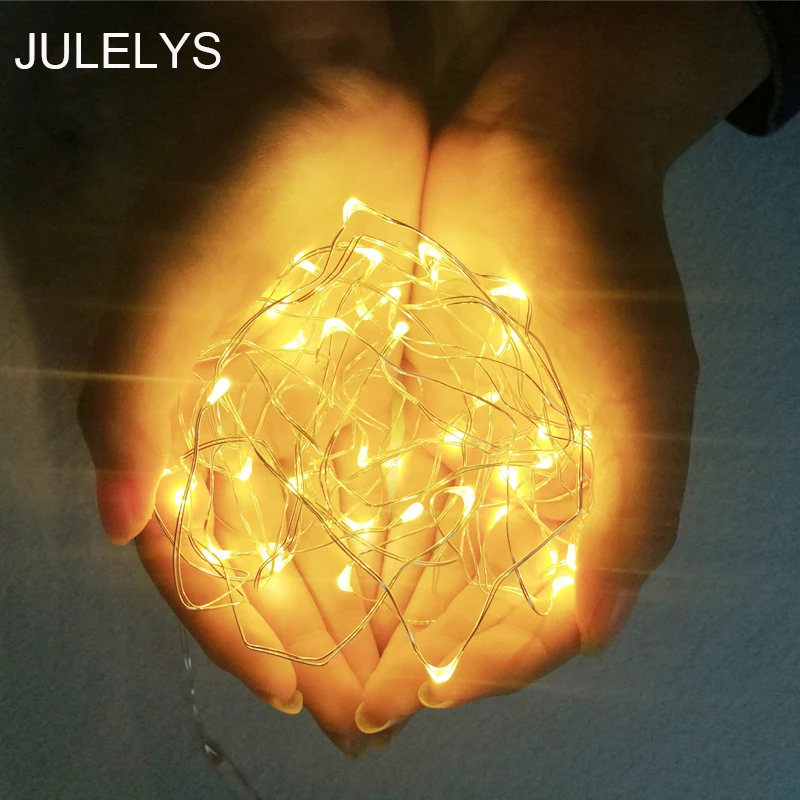 JULELYS 3 м 10 м медный провод светодиодный гирлянда гирлянды Сказочный светодиодный светильник украшение для гостиной сказочные Рождественские огни для улицы