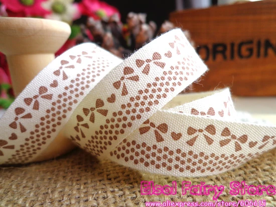 [Цвет кофе] 15 мм x 30 м-бант кружевная хлопчатобумажная лента швейная DIY тканевая