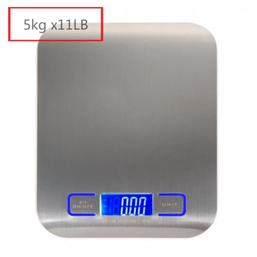 5kg x11LB 11 фунтов/5000 г высокоточные электронные кухонные весы цифровые весы для еды весы из нержавеющей стали измерительные инструменты весы - Цвет: 5kg x11LB