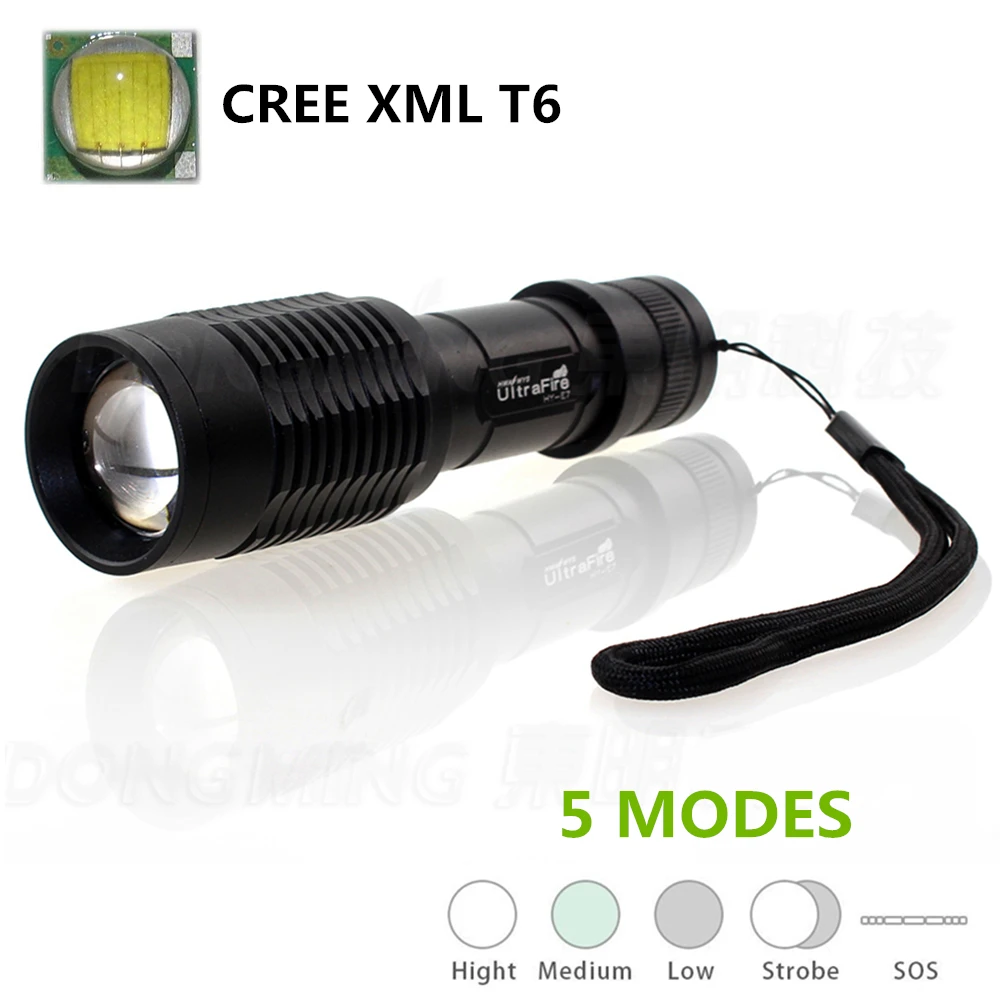 

Portable lanterna 5000LM Cree XML T6 Focus LED flashlight 5000 lumens Led torch 18650 battery or 3* AAA for bike camp torchlight