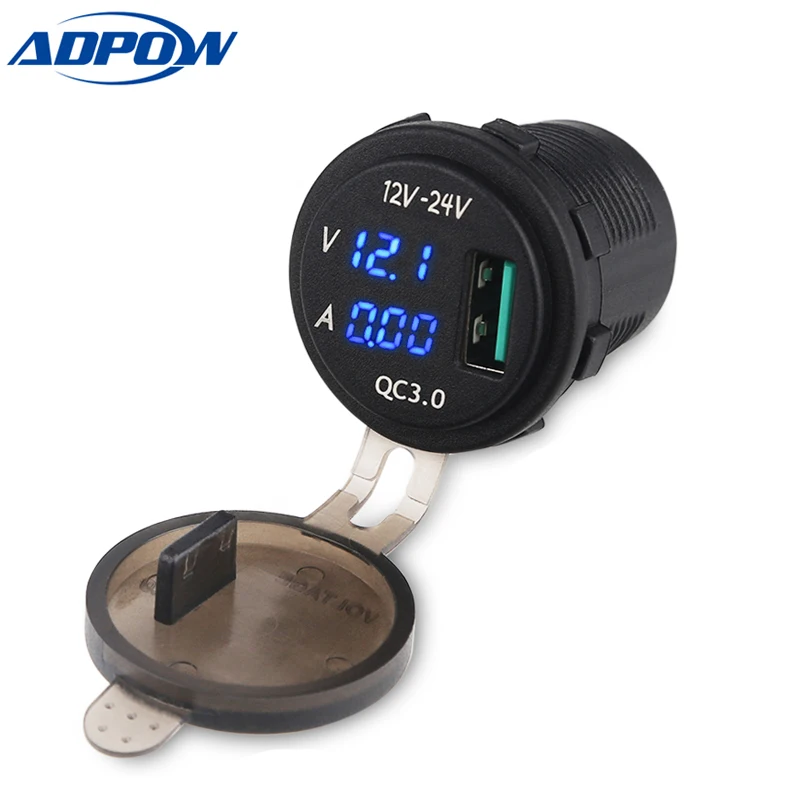 ADPOW 12 24 в USB зарядное устройство розетка светодиодный цифровой дисплей для