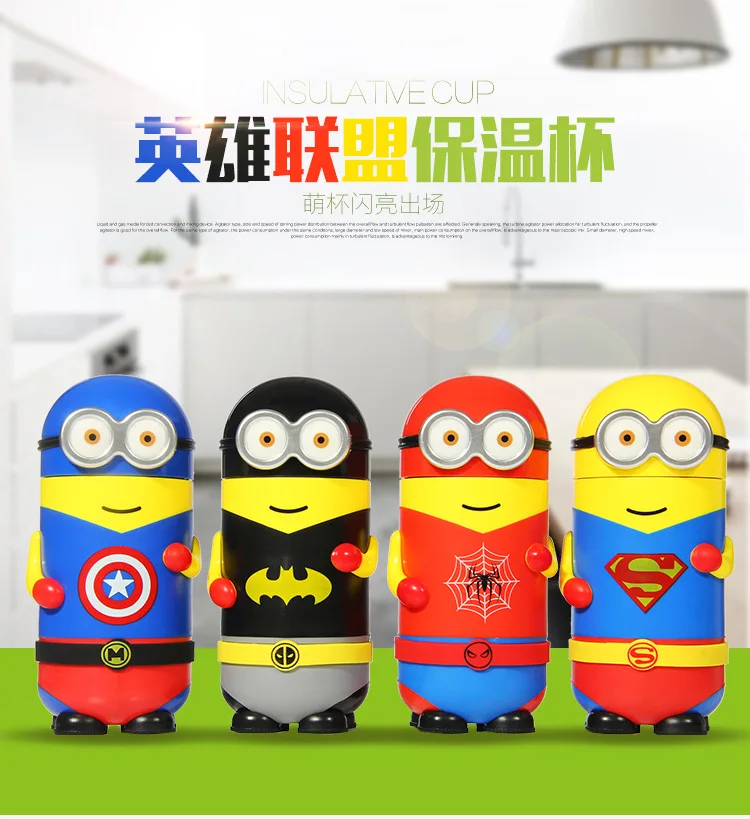 280 мл Термос из нержавеющей стали Вакуумная чашка мультфильм супер герой Миньоны