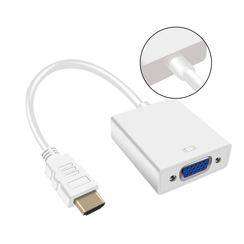 White no Audio HDMI в VGA адаптер мужской в Famale конвертер адаптер 1080P цифро-аналоговый видео аудио для ПК ноутбук планшет высокое качество - Цвет: White no Audio