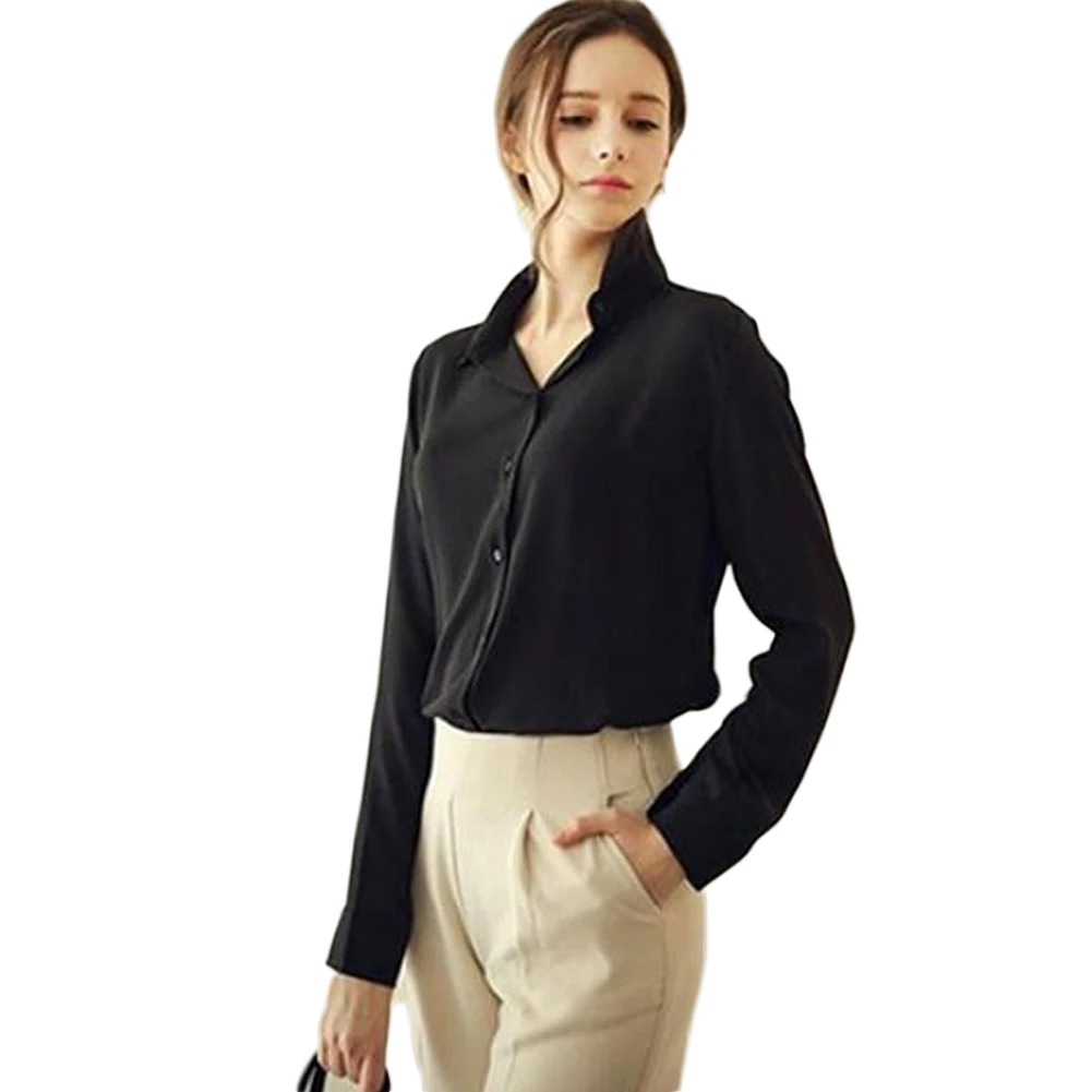 Новинка весны офис однотонные Цвет дамы Для женщин Свободные длинным рукавом