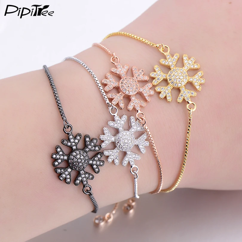 Браслет Pipitree со снежинками и цветами для женщин мужские шармы цвета розового