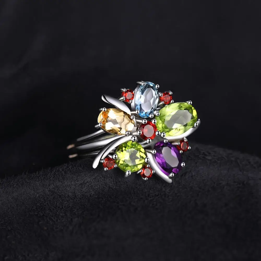 Jewelrypalace Цветок многоцветный 3.1ct Природный аметист гранат перидот цитрин голубой