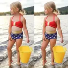 Купальник для девочек, из двух частей, с принтом звезд