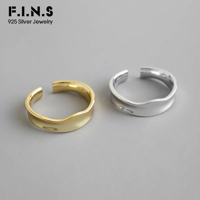 F.I.N.S INS стильные минималистичные 925 пробы серебряные кольца для женщин Нерегулярные вогнутые женские кольца открытый Штабелируемый палец кольцо