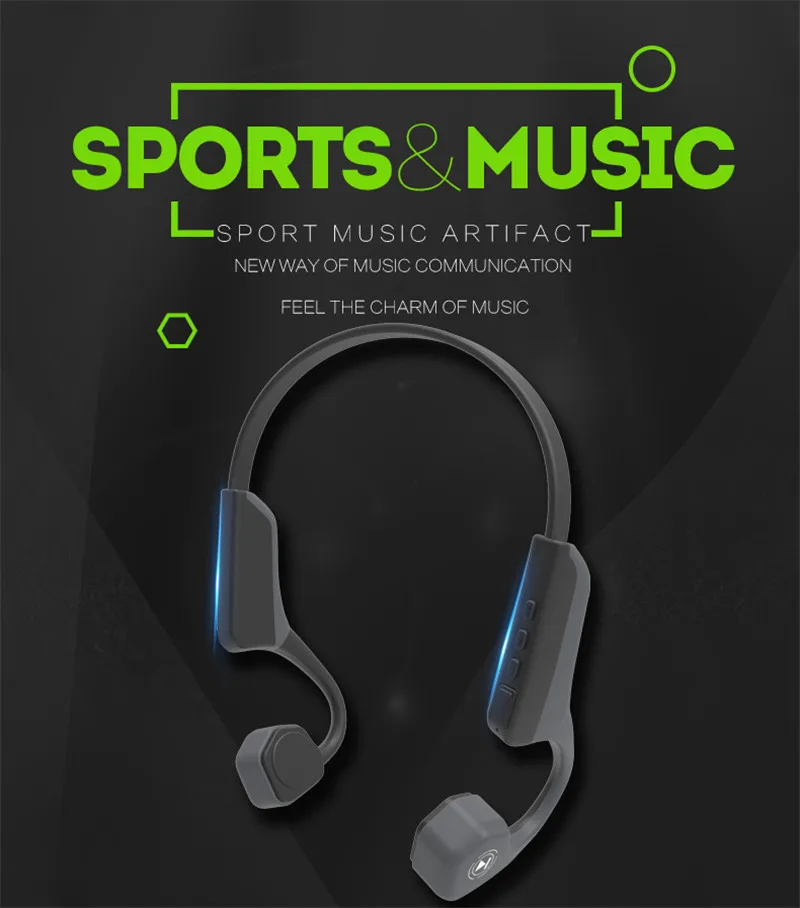 Костной проводимости Беспроводной наушники костной Открытый Спорт гарнитура с
