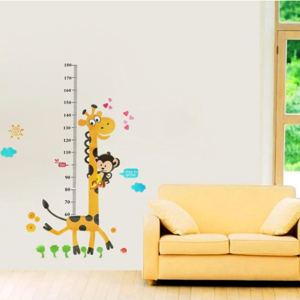 Детские наклейки на стену с рисунком жирафа изображением героев из мультфильмов