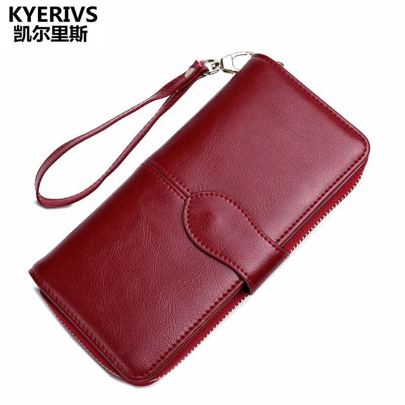 Для женщин кошелек Женские Кошельки бренд Портмоне Разделение кожаный бумажник