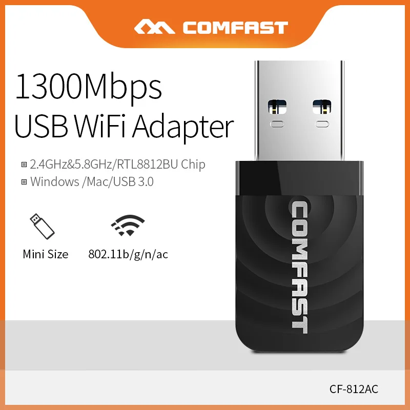 Comfast 1300 Мбит/с USB Wifi адаптер двухдиапазонный 2 4 & 5 8G 3 0 прием и запуск сигнала