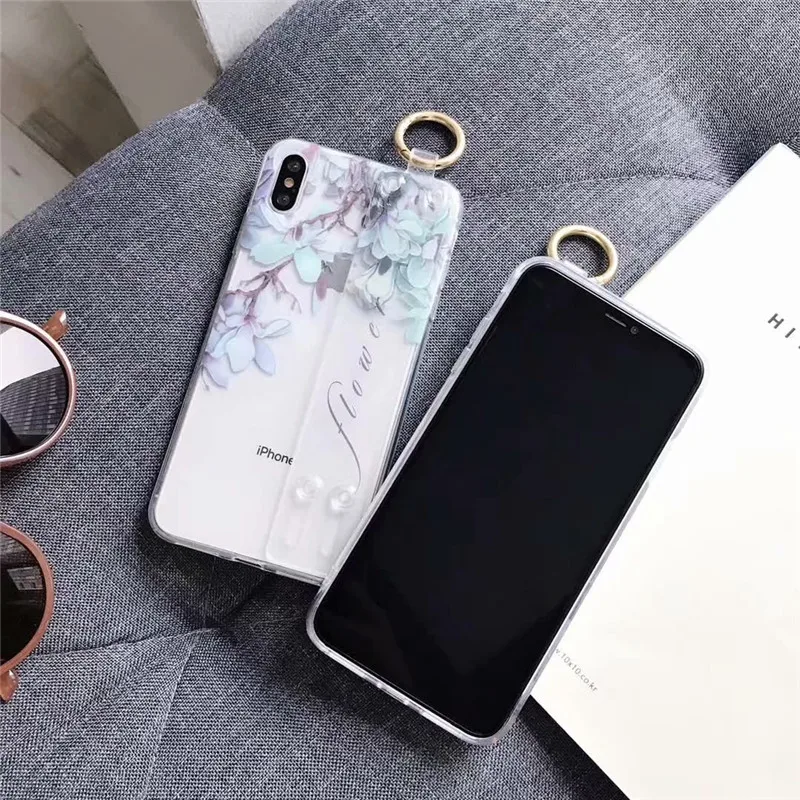 DISCASE пара наручный чехол для телефона iphone XS MAX XR X 8 7 6 6s plus прозрачный цветок любовь