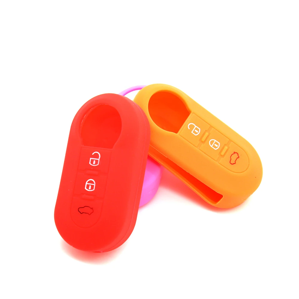 Buy 2 send 3 Button Silicone Key Protect Bag For FIAT 500 500L ABARTH Panda Punto Bravo Flip Car Cover Case Fob Car-styling | Автомобили и