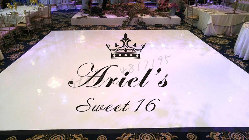 Сладкий 16 танцевальный пол наклейка на заказ имя с короной принцессы виниловая