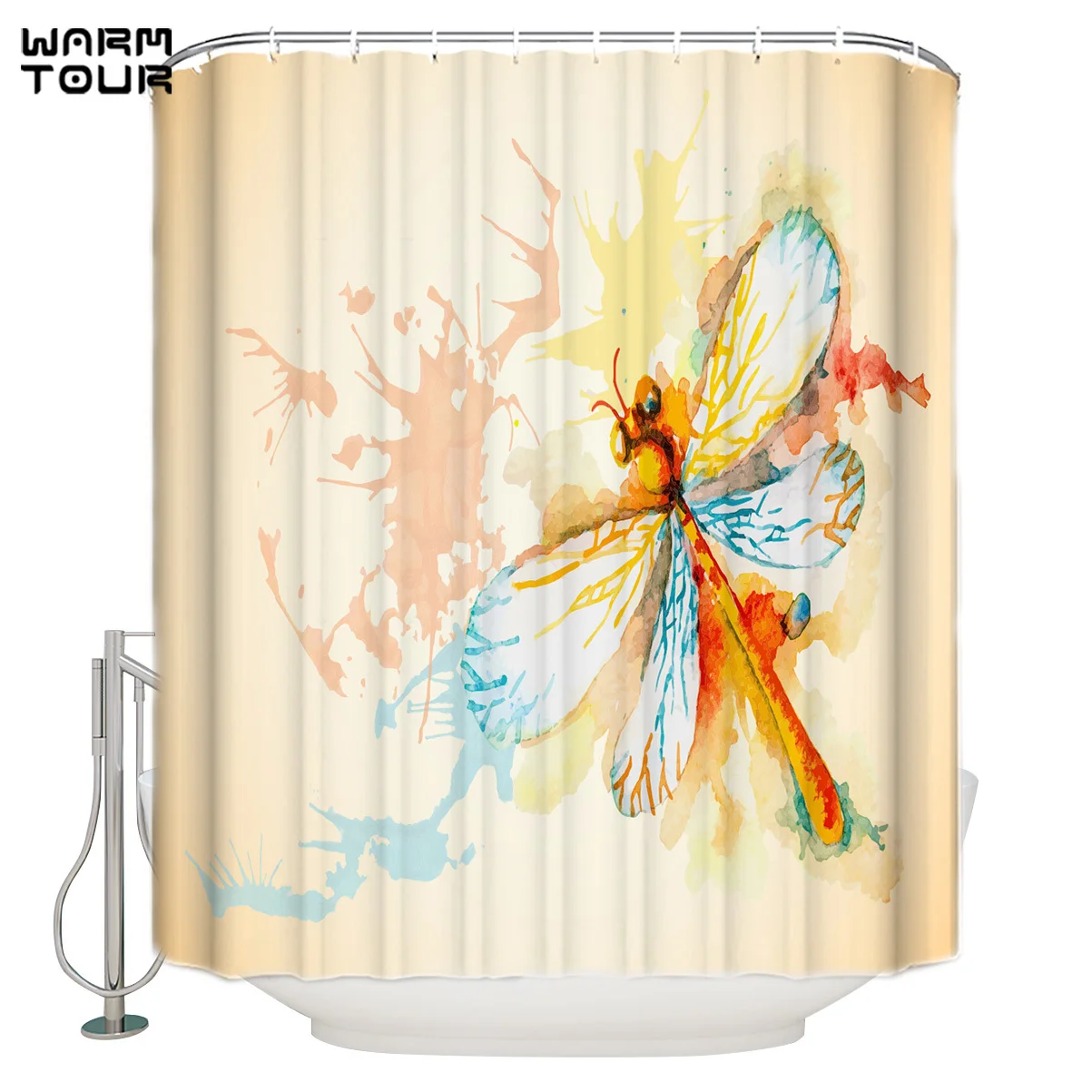 

WARMTOUR занавеска для душа Акварельная Стрекоза Водонепроницаемая занавеска для душа декор для ванной комнаты
