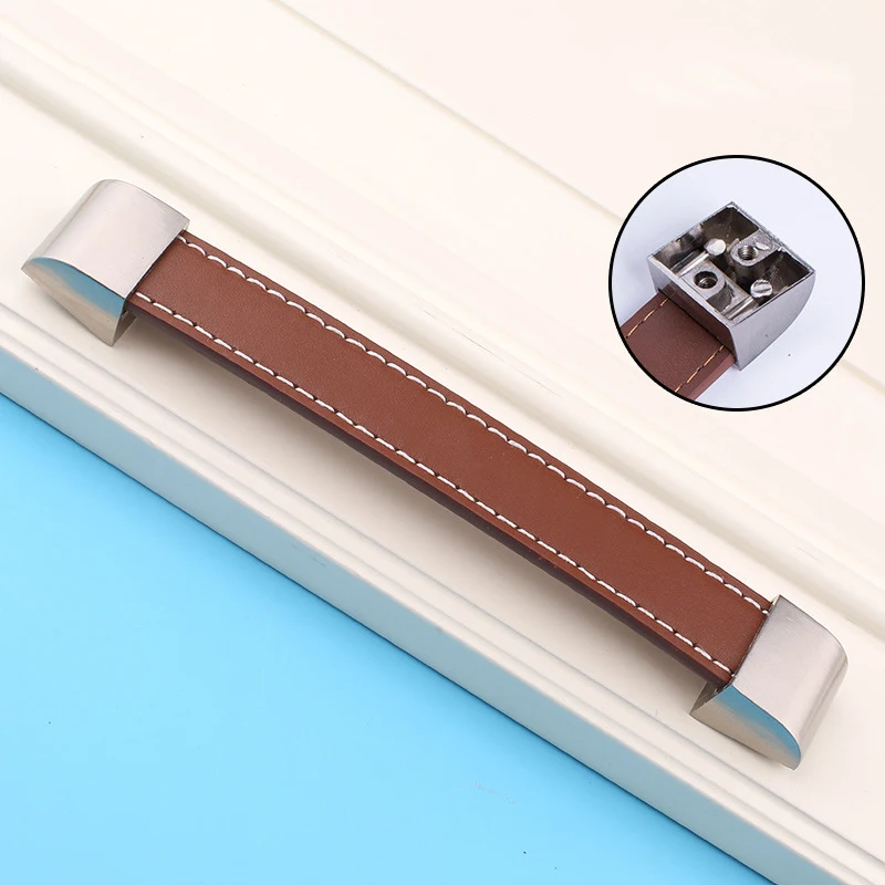 1 шт. дверные ручки мебельные кожа + цинковый сплав для шкафа лаконичный шкаф