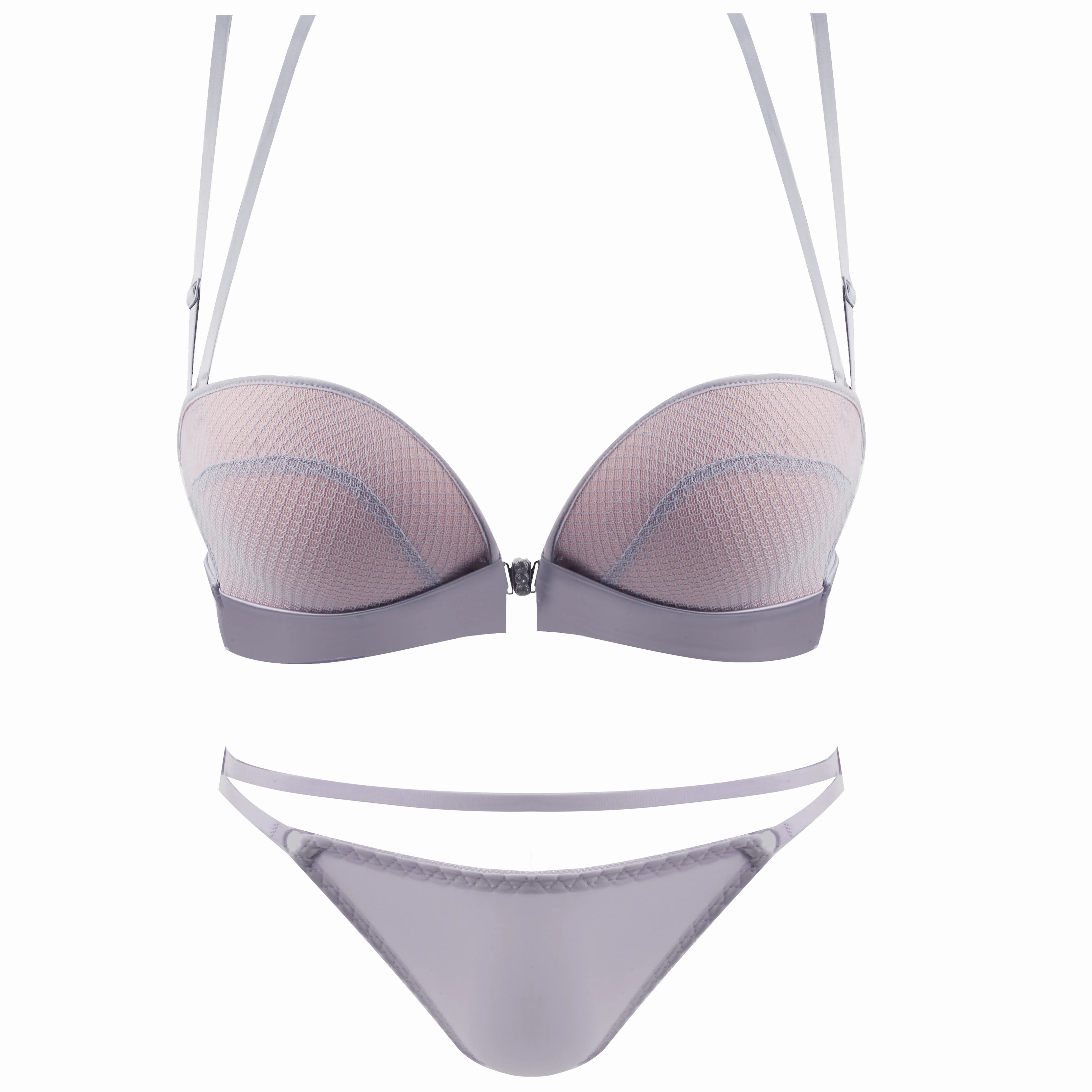 Sexy Push Up Front Closure Lingerie Set strapless bra Black Wirefree Underwear 3/4 cup brassiere Women Bralette|Комплекты нижнего