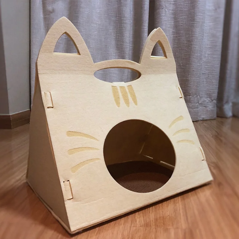 Корзина-Конура коврик-лежак кошачий ушной домик кошка гнездо кровать котенка четыре сезона доступны съемные моющиеся Pet войлочное гнездо для кошек
