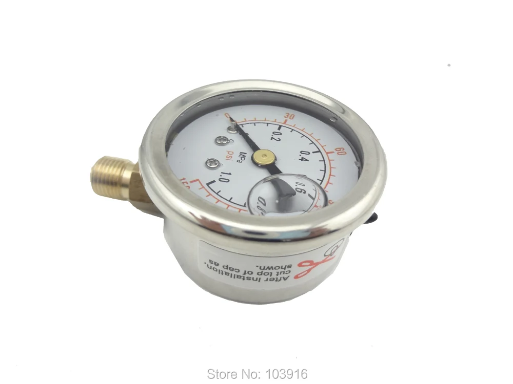 

10 pcs of BSP 1/8" Radial connection Pressure gauge 140 PSI 10 Bar brass bar