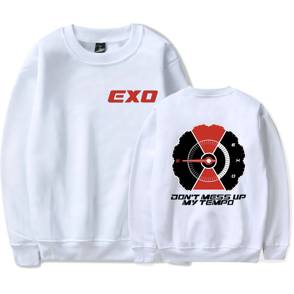EXO новинка 2018 модная толстовка с буквенным принтом круглым вырезом и длинными