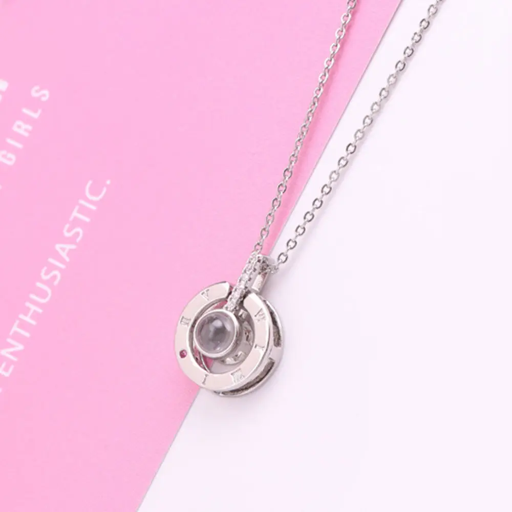 Романтическая S925 серебряная подвеска Lover's Light I Love You круглая ожерелье пара