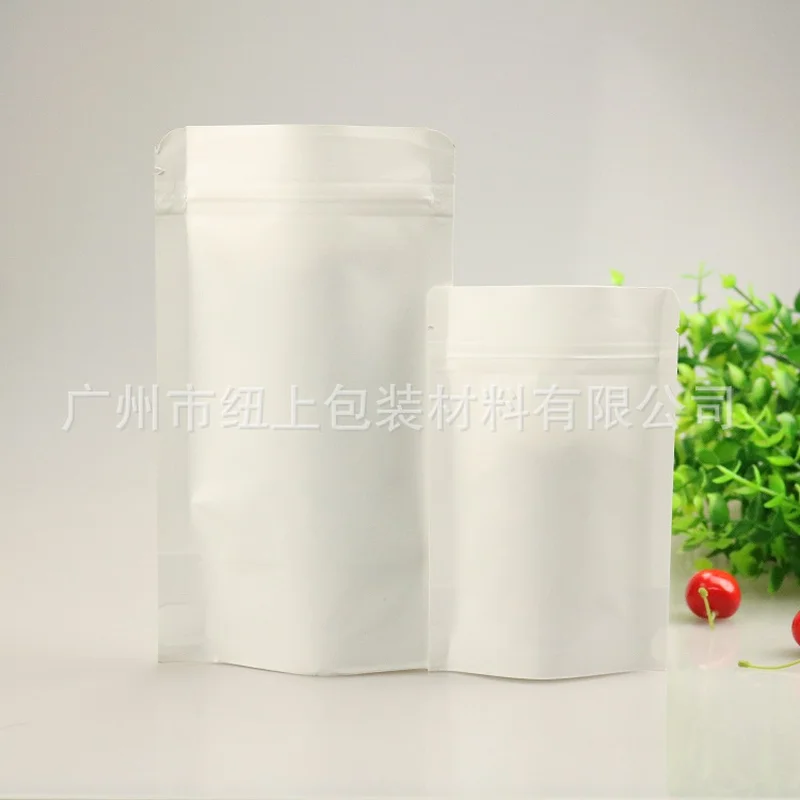 100 шт. матовая белая крафт-бумага самонесущий пакет на молнии для еды чая