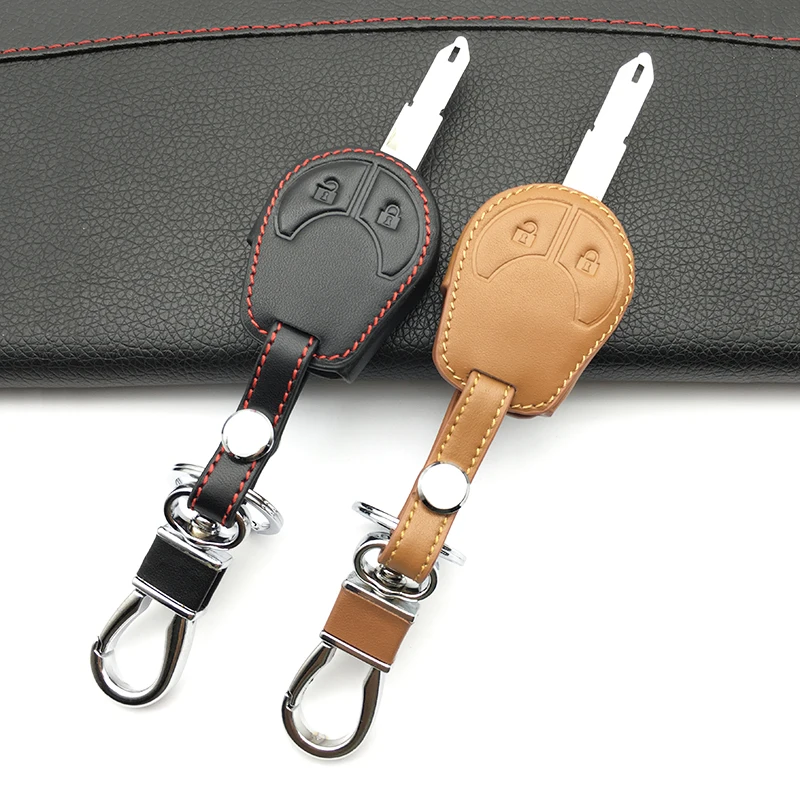 Чехол для автомобильного ключа из натуральной кожи с 2 кнопками чехол Nissan Juke note Cube