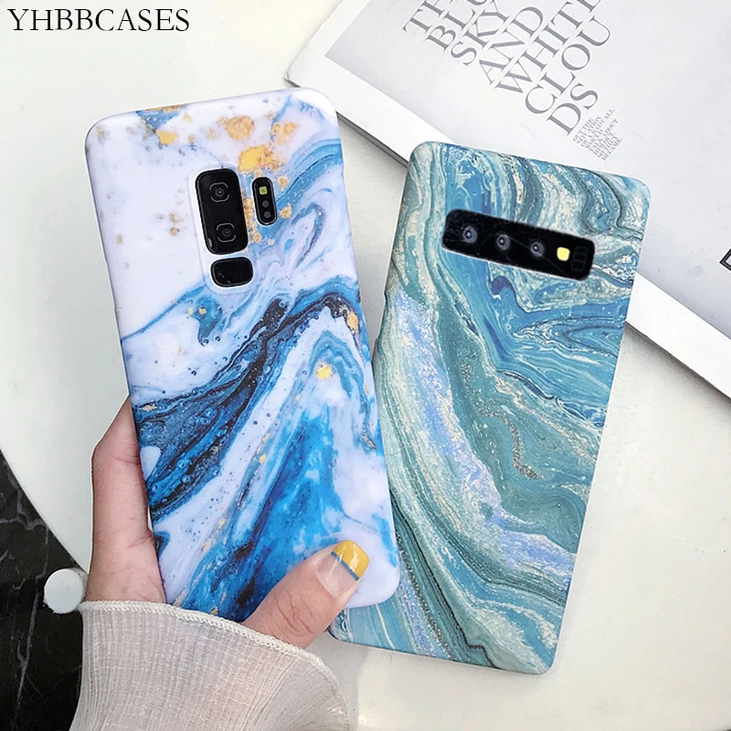YHBBCASES для Samsung S10 S8 S9 Plus масляная живопись мрамор Жесткий ПК чехол телефона Note 8 9