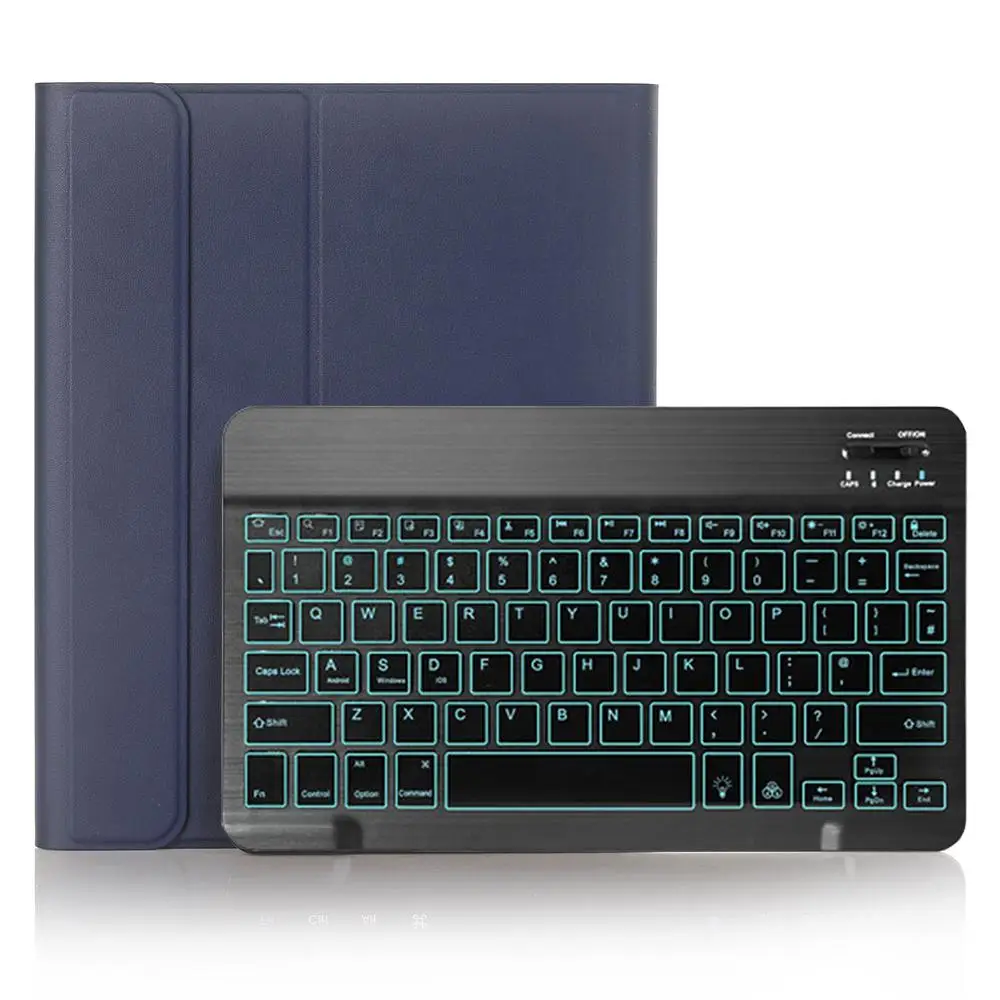 Bluetooth-клавиатура с подсветкой Чехол для iPad 9,7 чехол с карандашом для iPad Air 1 2 5th 6th Generation Pro 9,7 чехол - Цвет: Blue with Black