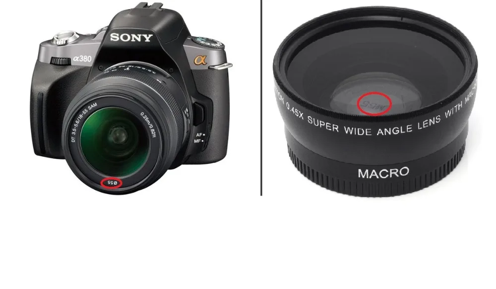 Широкоугольный объектив Lightdow 55 мм 0.45x + макрообъектив для Sony Alpha A77 A280 A290 A380 A390 A580 A590