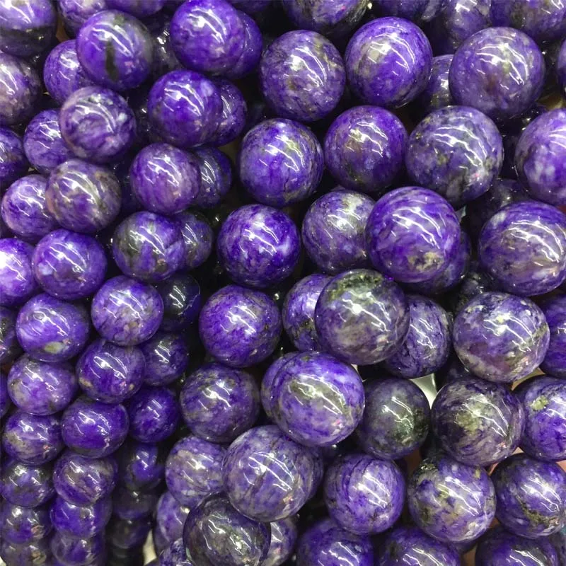 Оптовая продажа 6/8/10 мм натуральный русский Charoite Гладкий Круглый Шарм