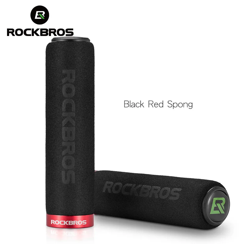 ROCKBROS велосипедные ручки Сверхлегкий для езды на велосипеде, MTB велосипед силиконовый/губка Материал руль Анти-занос, удар-поглощая деталь для велосипеда - Цвет: Black Red Spong