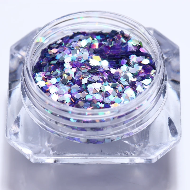 1 коробка лазерные Серебристые Блестки для ногтей пылевые многоцветные