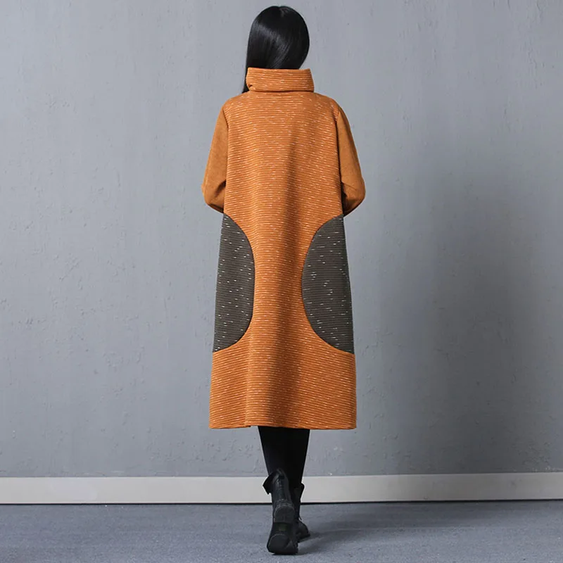 Женский хлопковый джемпер с хлопковой подкладкой большого размера высоким