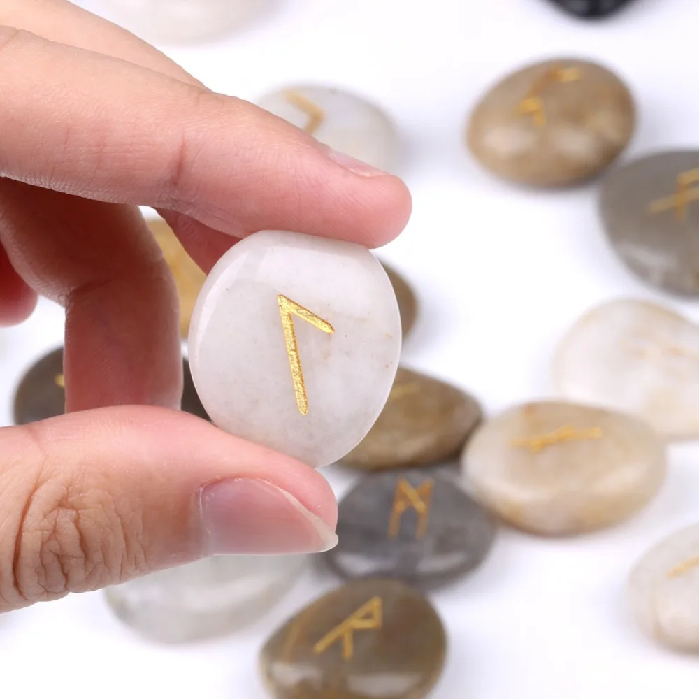 Натуральные Искусственные камни для реки Набор рун драгоценные украшение фэн