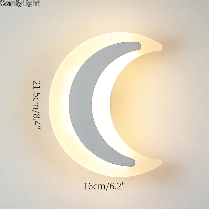 

Postmodern simple monn creative wall light led kid bedroom bedside decoration Nordic designer living room corridor Children lamp