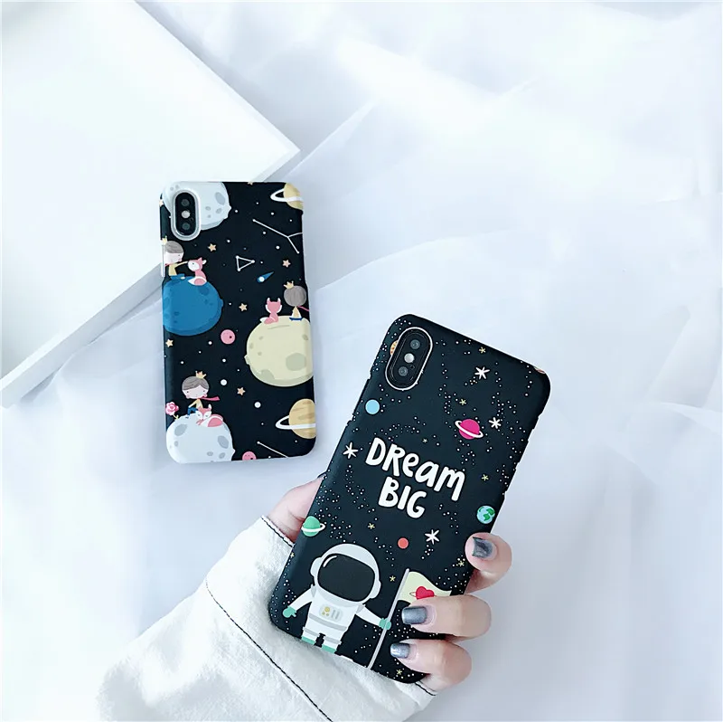Мультфильм дирижабль, астронавт, Звезды Луна Чехол для iphone 8, 8 Plus, X XR XS Макс более жесткий чехол для телефона из поликарбоната с чехол s для iphone 7 7Plus 6 6S plus