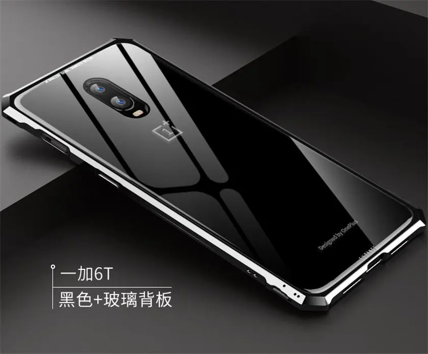 Чехол для Oneplus 6 t One Plus 6 t, Роскошный металлический бампер, прозрачная задняя крышка из закаленного стекла для Oneplus 6T 1+ 6 t Capa