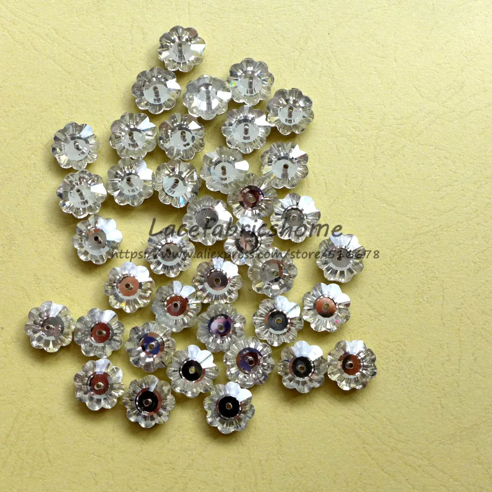 

500pieces/lot 6/8/10/15mm high quality clear 3d flower rhinestone diy sew-on dress/bags/garment accessories