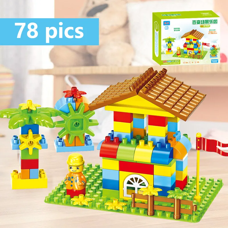 Big Building Blocks ABS Children Educational DIY Amusement Park Assemble Bricks Model Toys Compatible with Legoed Duplo | Игрушки и