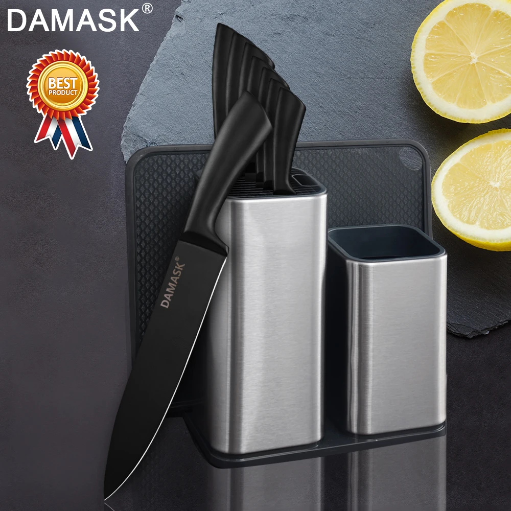 Damask набор кухонных ножей с подставкой для комбинированного ножа