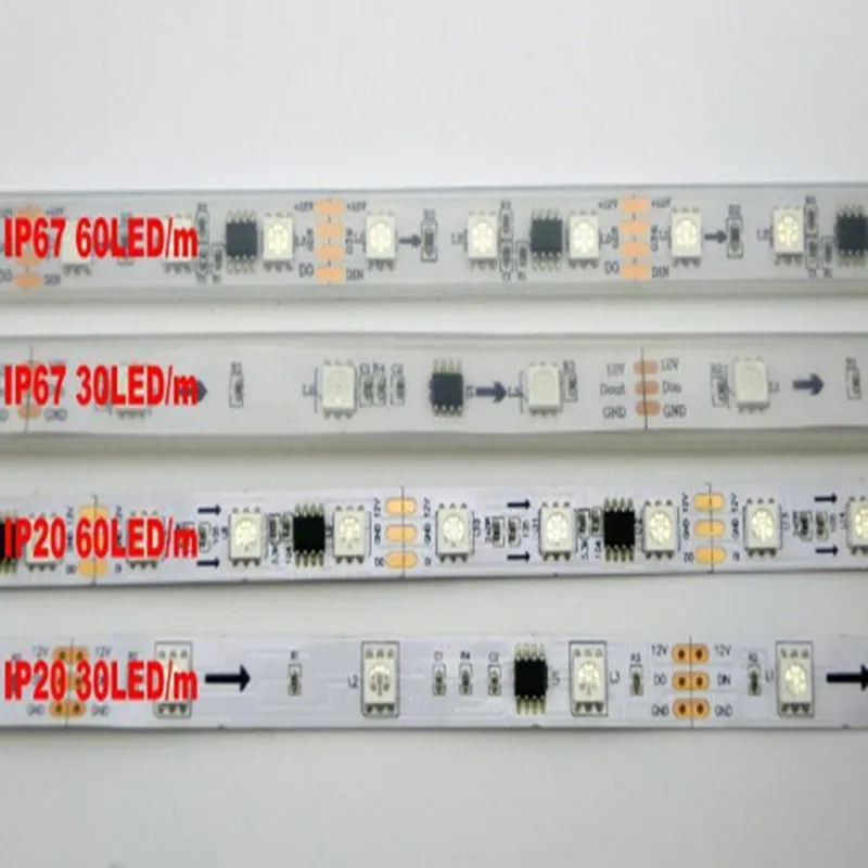 WS2811 не водонепроницаемый SMD 5050 RGB Светодиодная лента 12 в 30/48/60 светодиодов/м 10/16/20