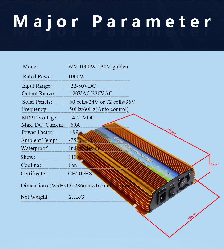 MAYLAR@ 22-50VDC 1000 Вт Солнечный Grid-Tie инвертор с MPPT PV на сетке инвертор, выход 180-260V.50hz/60 hz, для альтернативной энергии