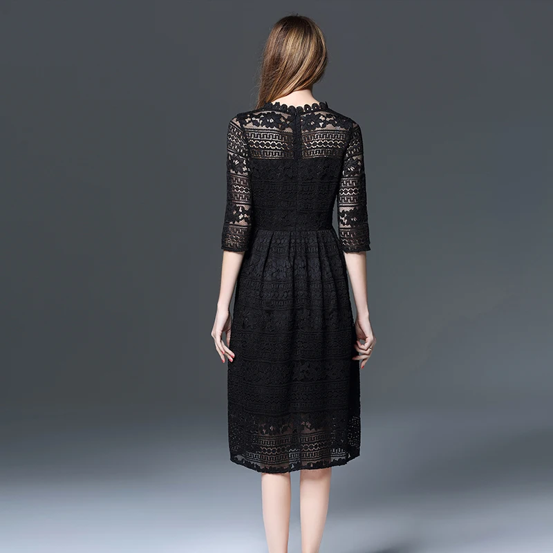 Для женщин кружевные нарядные платья выдалбливают тонкий до колена Длина