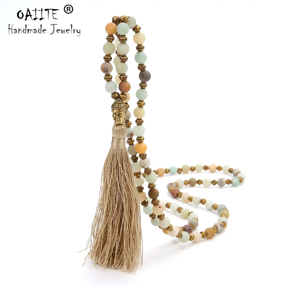 Ожерелье OAIITE из натурального камня 6 мм с бусинами для женщин медные бусины