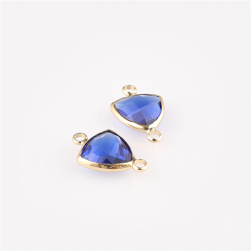 10pcs Triangle Glass Beads Necklace Bracelet For Jewelry Making Gifts Women Wholesale Bead Charms Golden Plated Brass | Украшения и