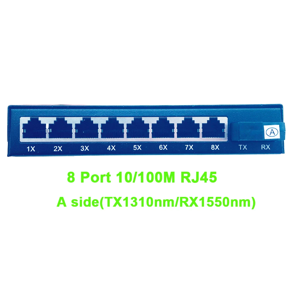 10/100 м одноволоконный 1310 нм в сторону 8 * RJ45 порт волоконный Переключатель 20 км
