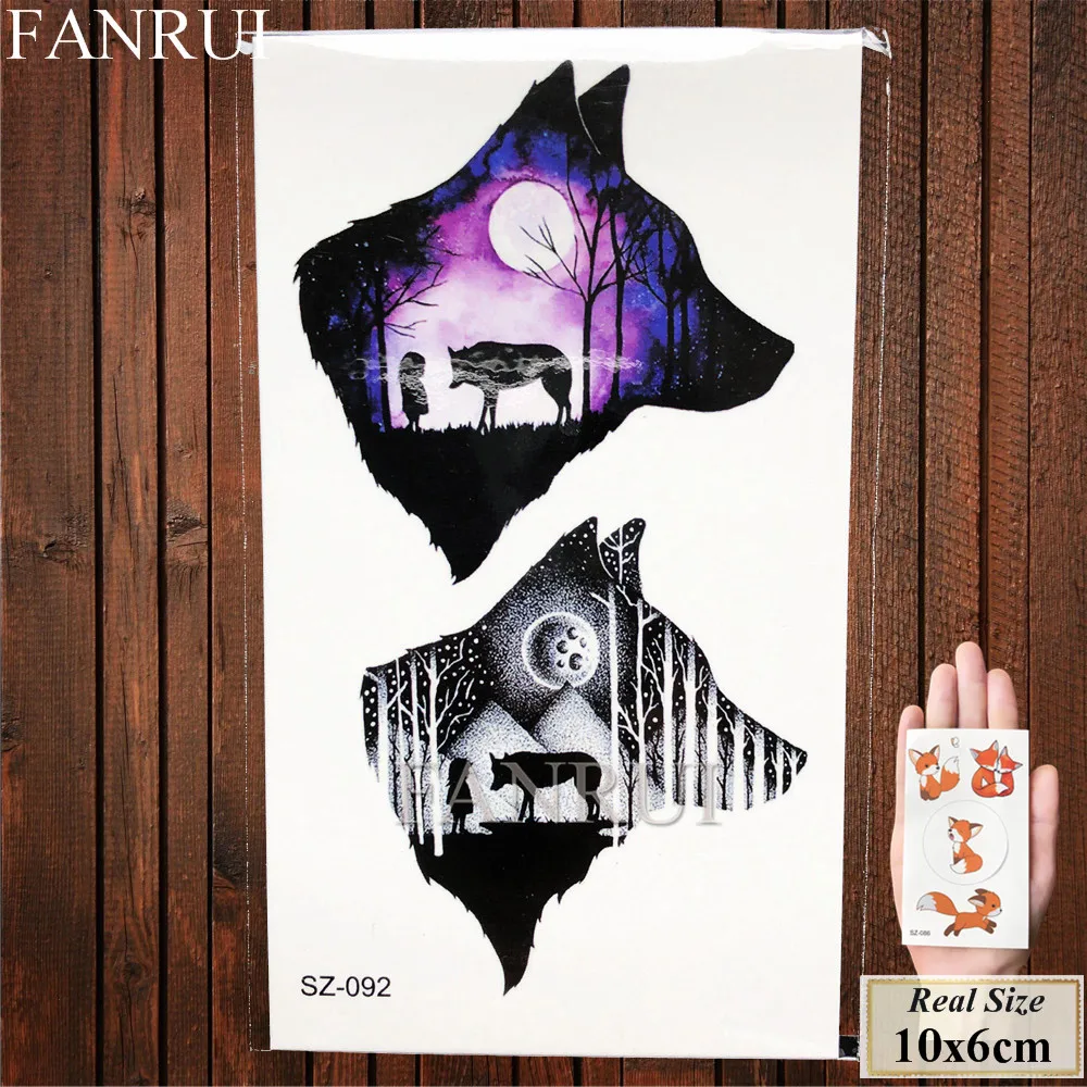 FANRUI лесной медведь олень временные татуировки наклейки для женщин лося поддельные татуировки тела рука купить татуировка в летнем стиле иллюстрация дерево